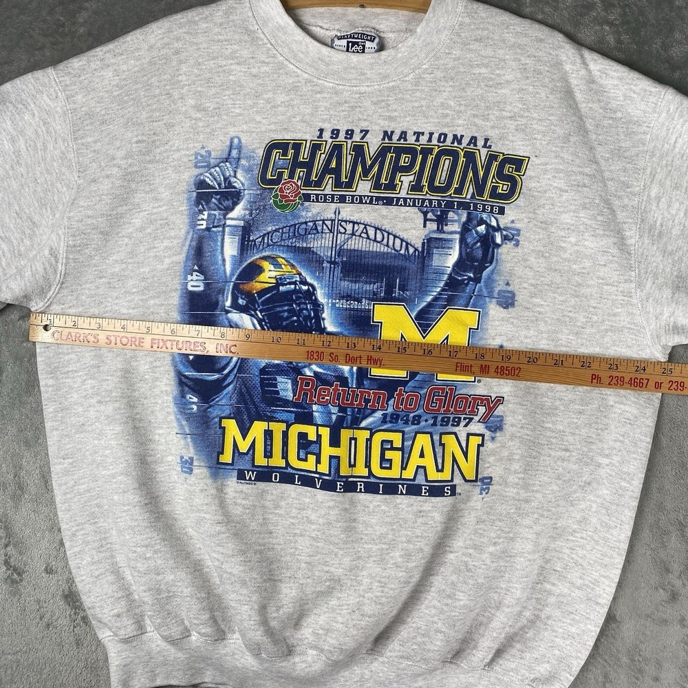 Vintage University Of Michigan Sweatshirt Mens Size XL Wolverines 1997 Rose Bowl - Picture 10 of 12